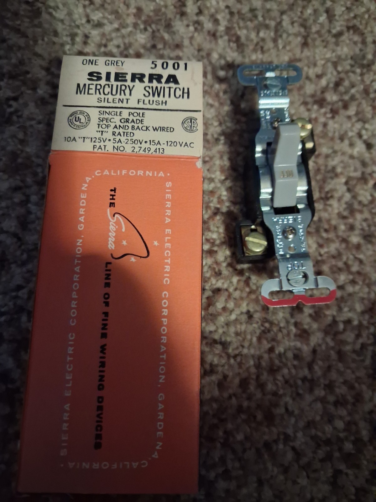 New Vintage Sierra Electric Co Switch Quiet Toggle Single Pole 5011 New Vintage Sierra Electric Co Switch Quiet Toggle Single Pole 5011