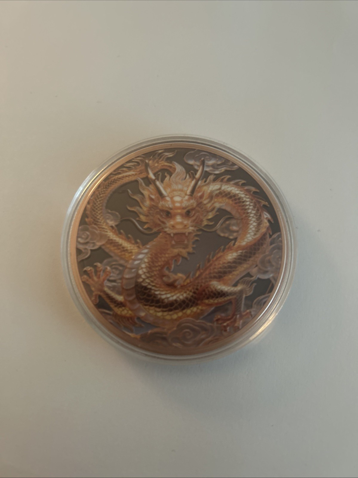 SUPERB Golden Dragon High Relief 5 Oz 0.999 Fine Copper DOUBLESIDED COLOR SUPERB Golden Dragon High Relief 5 Oz 0.999 Fine Copper DOUBLESIDED COLOR