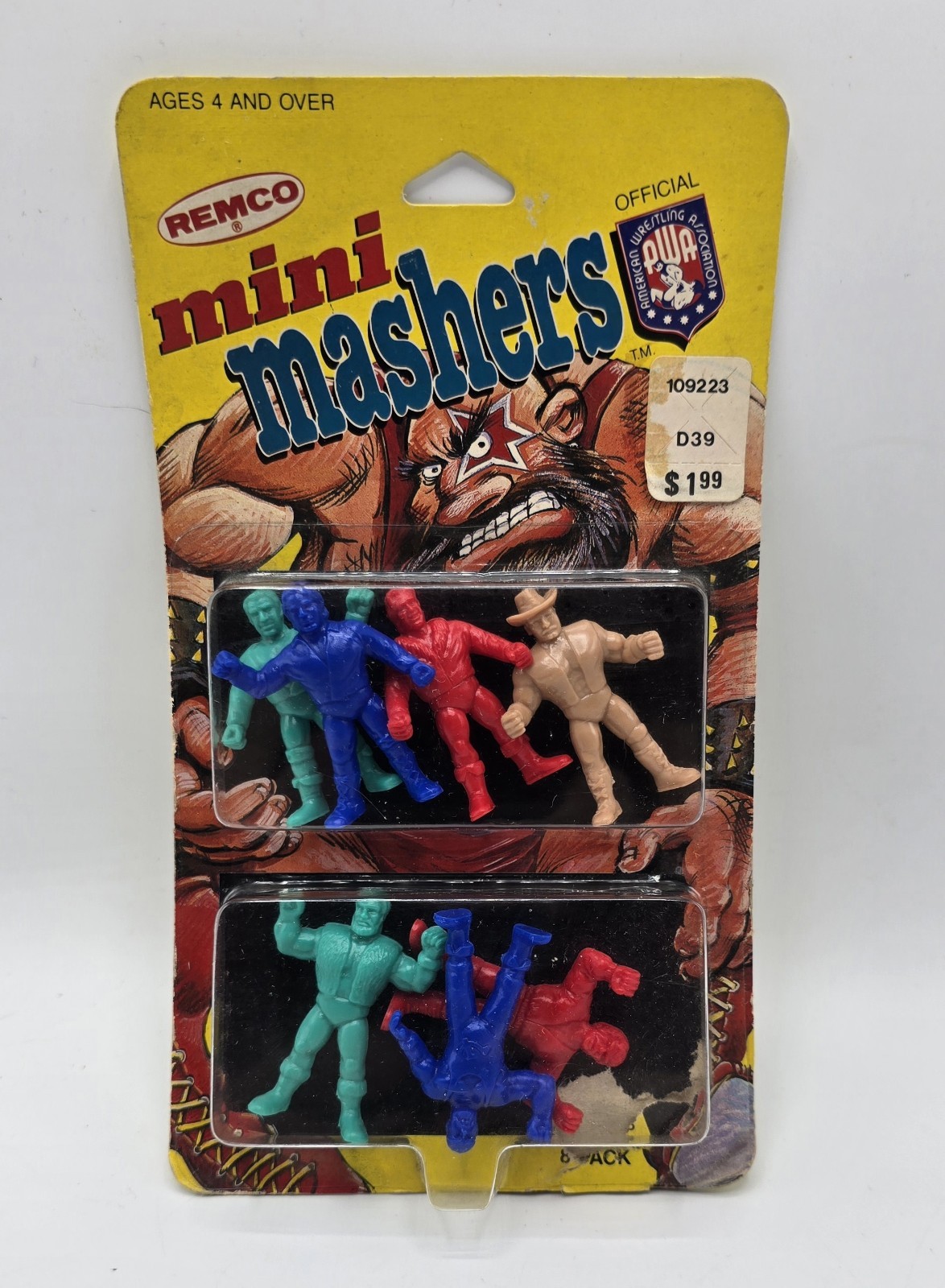 Remco-1986 AWA Mini Mashers 8 Pack-Wrestling Figure -Flair Zbyszko-Mostly SEALED