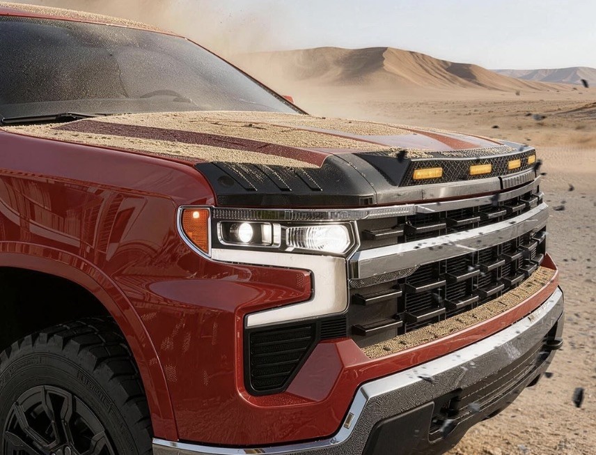 For 2022-2026 Chevy Silverado 1500 LT Hood Protector Deflector with LED Light For 2022-2026 Chevy Silverado 1500 LT Hood Protector Deflector with LED Light