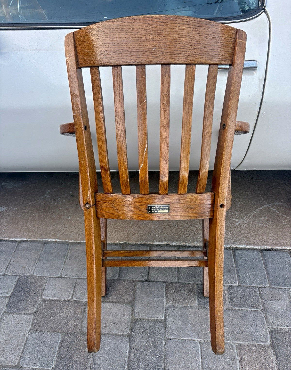 Rare WWII U.S. Maritime Commission Solid Oak Chair – 1942 National City Ship ind