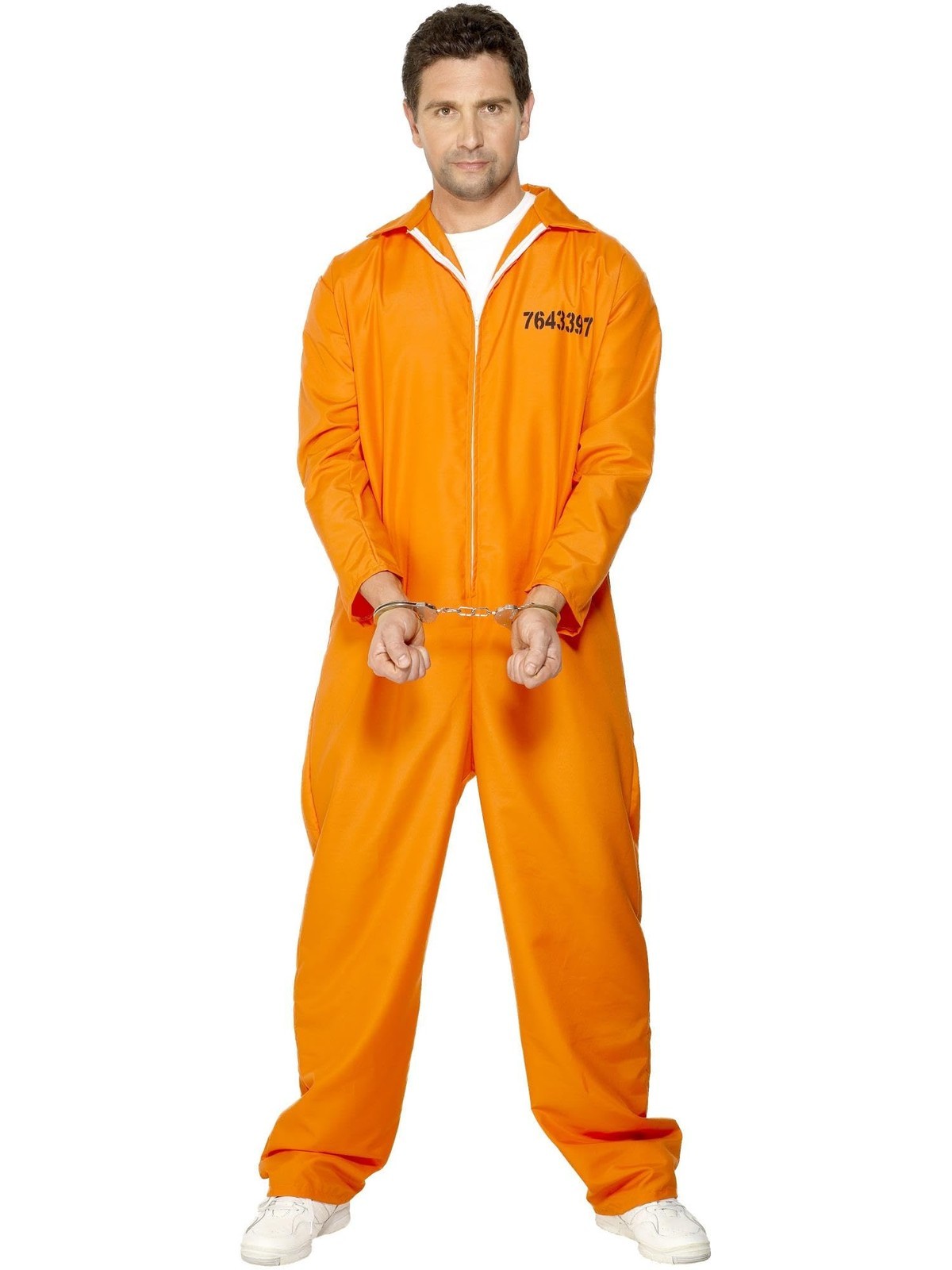 Smiffys Men\'s Escaped Prisoner Costume, Orange, Size L (US 42\