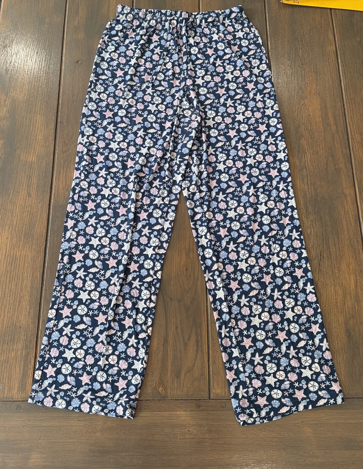 Mia & Tess Lounge Pants Size L Navy Blue Seashell Starfish Pajama Pants