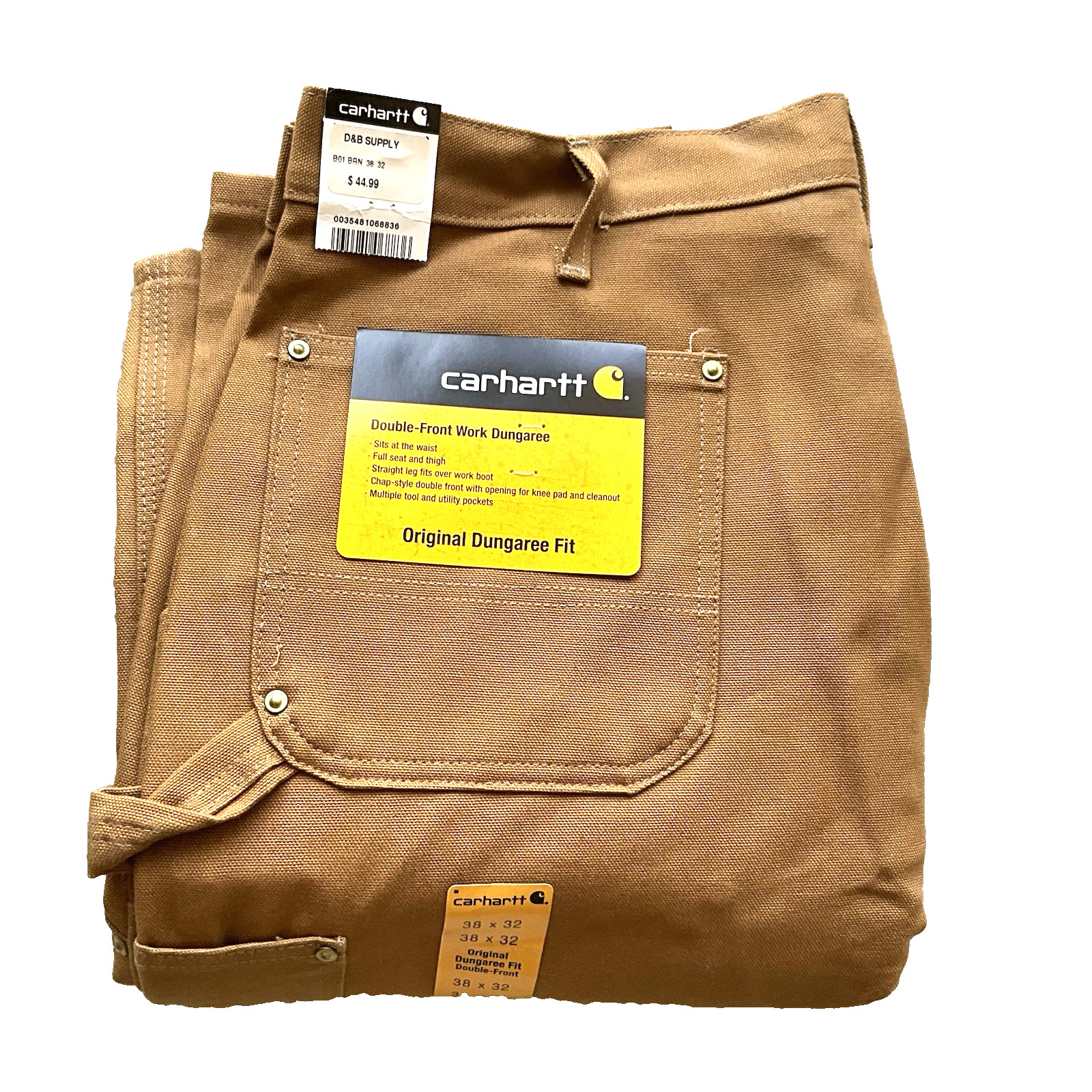 Carhartt B01 Double Front Carpenter Dungaree Pant USA 38x32 New with Tags