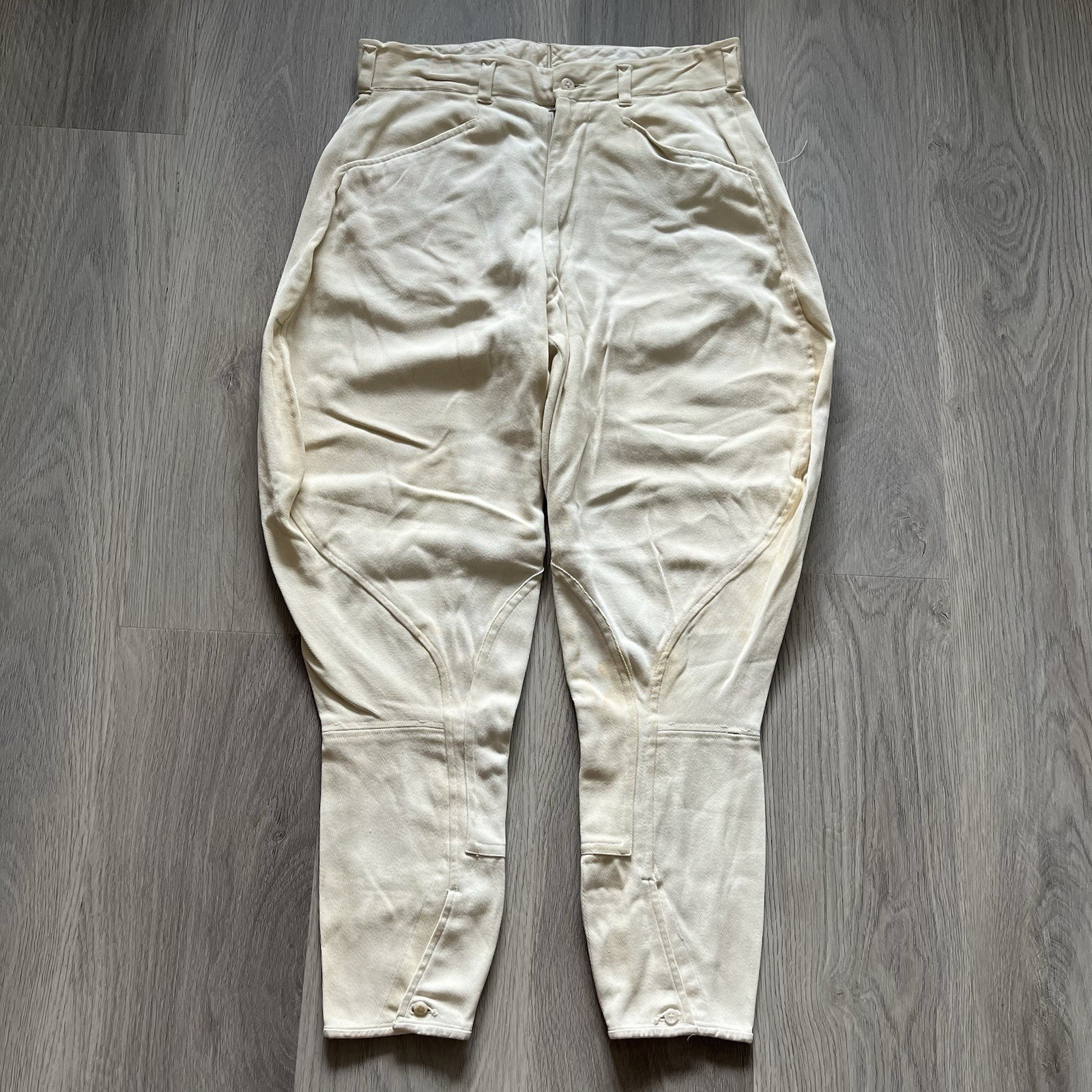 Vintage 40s 50s Cream Equestrian Riding Breeches Button Leg 30x26 Pants Vintage 40s 50s Cream Equestrian Riding Breeches Button Leg 30x26 Pants