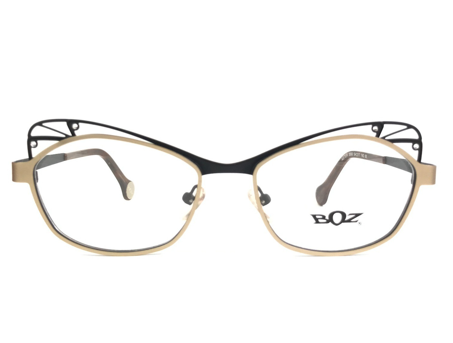 BOZ Eyeglasses Frames ASTER 5500 Matte Black Gold Cat Eye Full Rim 54-17-140