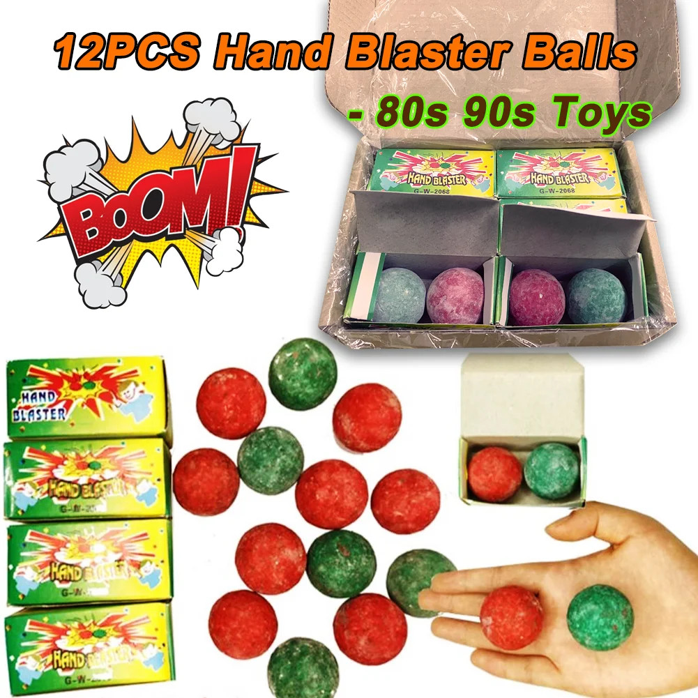 HAND BLASTER - Spark Ball Popping Blaster Ball 12pc/set Board Cannon Pop-on-Bump