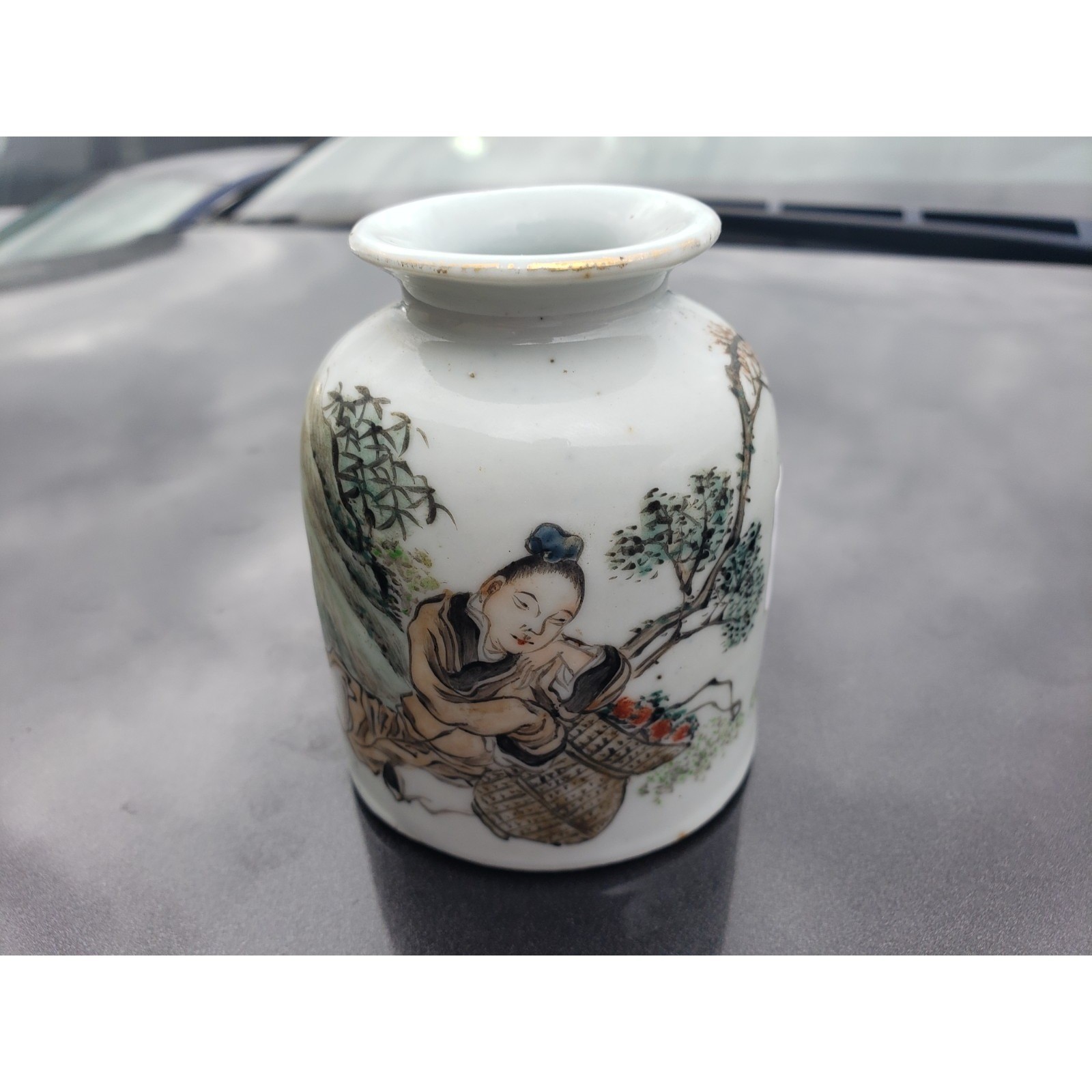 Rare Antique Chinese 1916 Ju Ren Tang Porcelain Scholar Vase Wax Export Seal