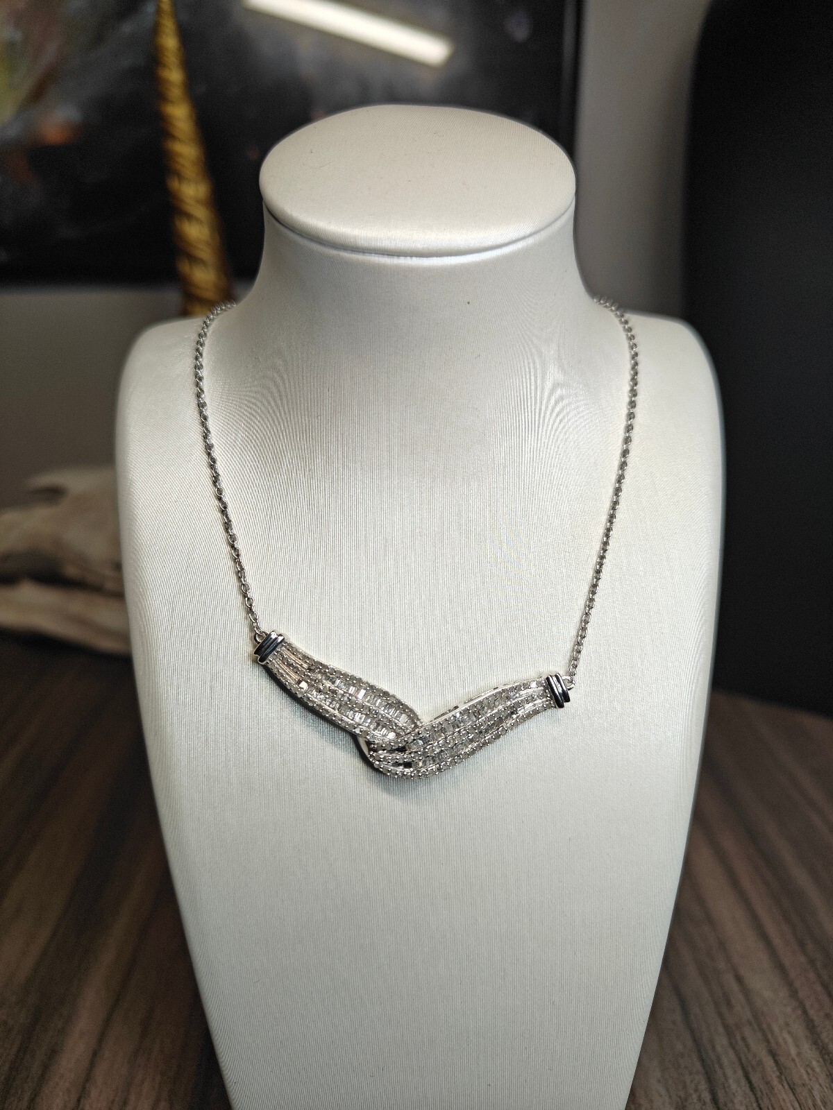 1.00 CT Natural Diamond Silver Necklace