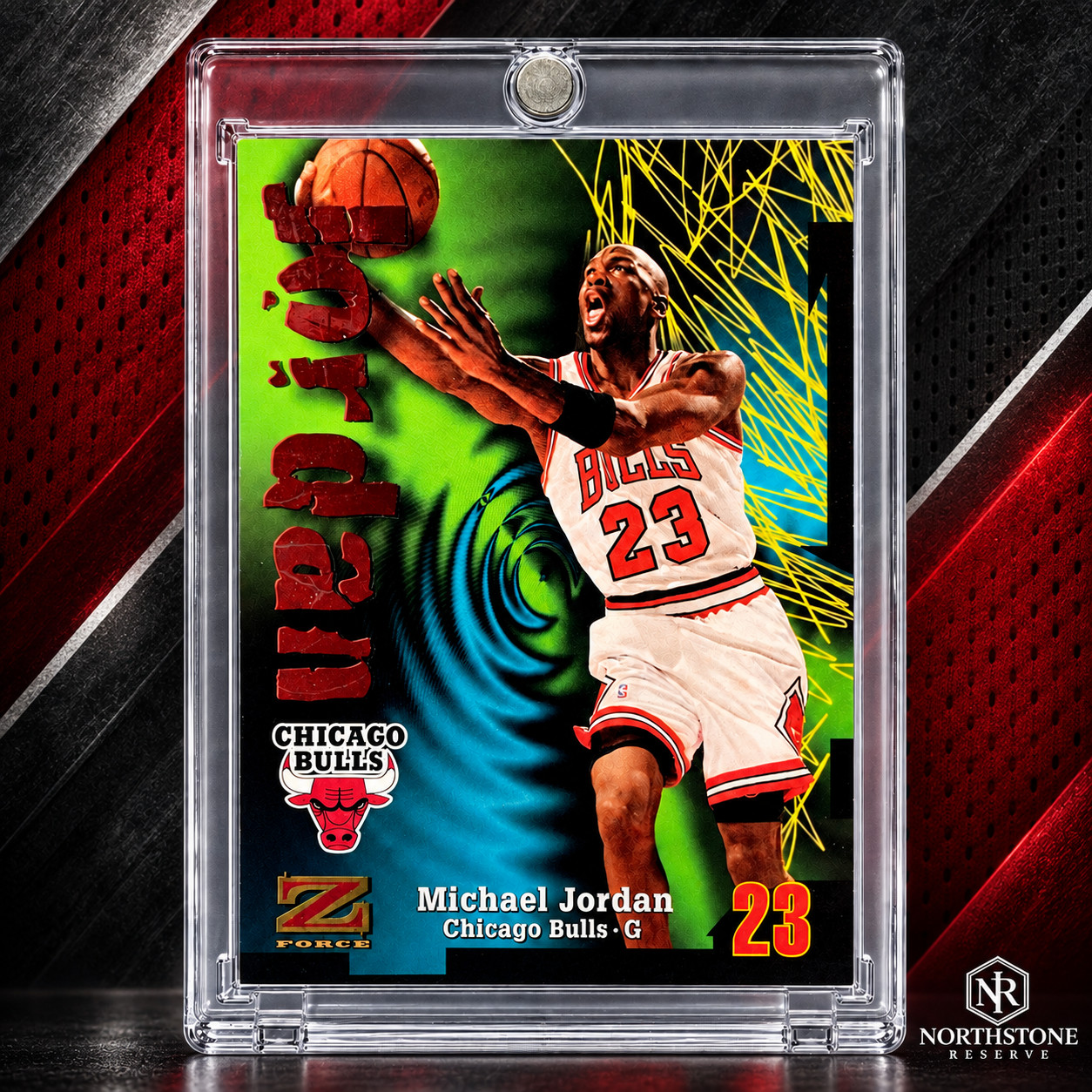 Michael Jordan Card 90’S PREMIUM HOLO FOIL SP INSERT AUTHENTIC BULLS JERSEY #23