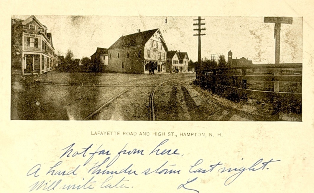 1905 Hampton NH Postcard Lafayette Road High St Undivided Back Vintage Town View