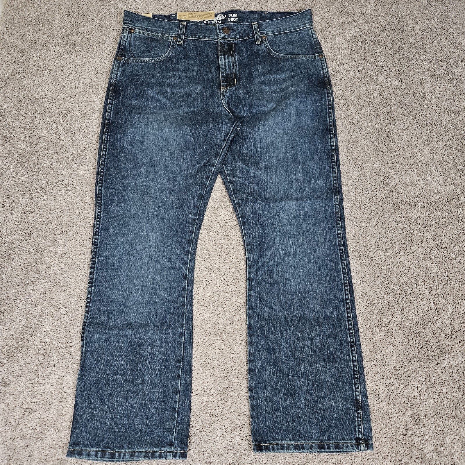 Wrangler Retro Slim Boot Jeans Men\'s 36X30 Blue Western Cowboy Ranchwear