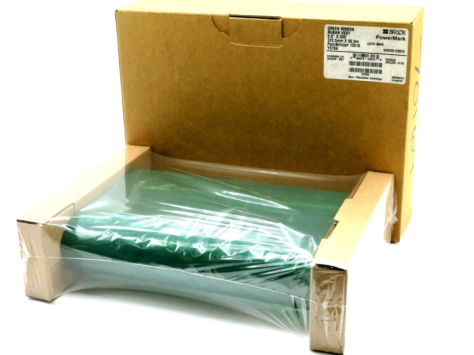 NEW BRADY POWER MARK 13516 GREEN RIBBON CARTRIDGE 8.8\ NEW BRADY POWER MARK 13516 GREEN RIBBON CARTRIDGE 8.8\