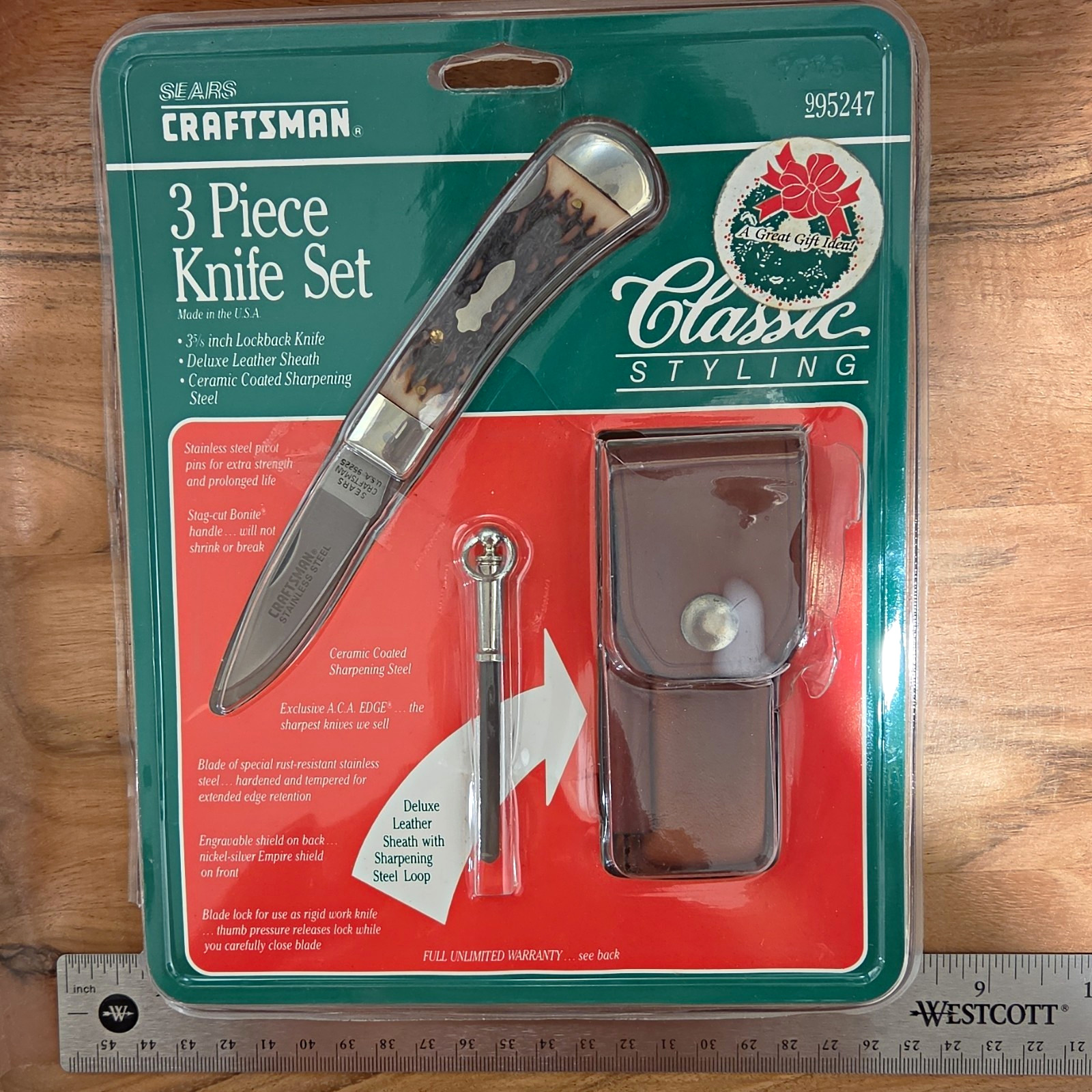 Nice Sears Craftsman USA #95225 Lockback Pocket Knife with Sheath & Sharpener Nice Sears Craftsman USA #95225 Lockback Pocket Knife with Sheath & Sharpener
