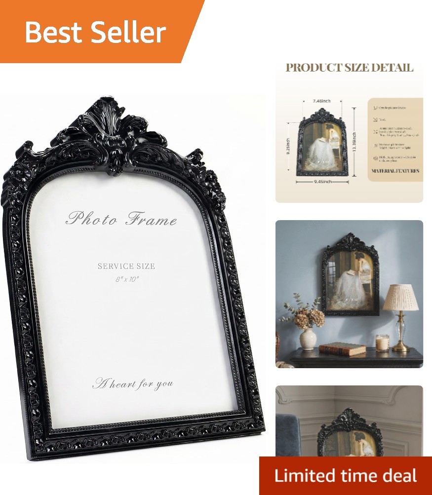 Black Ornate Arched Frame for 8x10 Photos - Ideal Gift for Memory Preservation Black Ornate Arched Frame for 8x10 Photos - Ideal Gift for Memory Preservation