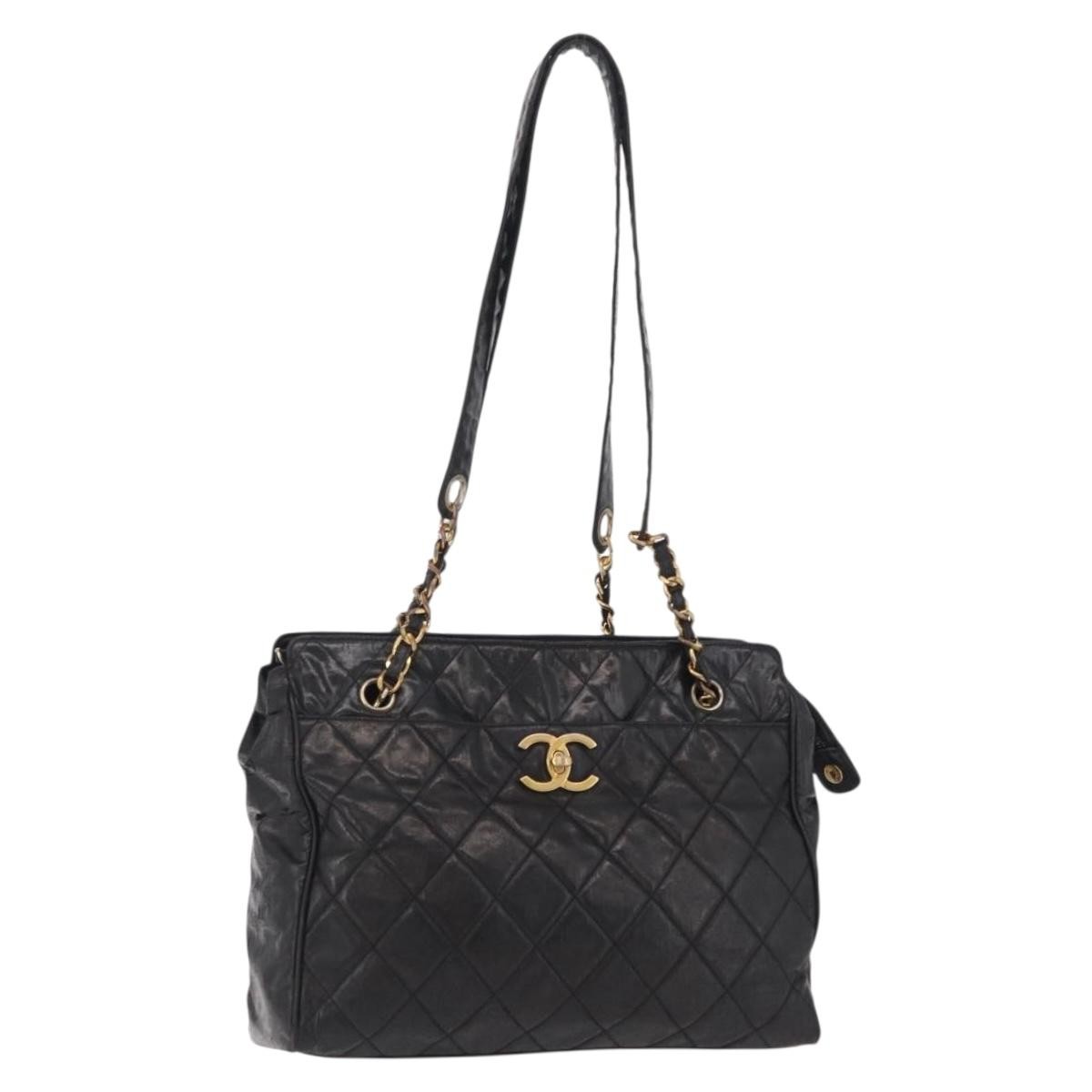 CHANEL Matelasse Chain Shoulder Bag Patent leather Black Gold CC Auth bs37212 CHANEL Matelasse Chain Shoulder Bag Patent leather Black Gold CC Auth bs37212