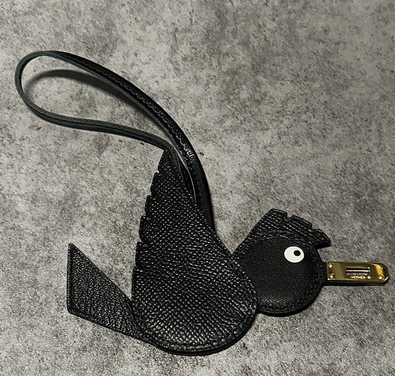 Hermes Birdie Charm Noir Charm Gold Beak Epsom Milo Lamb Leather Hermes Birdie Charm Noir Charm Gold Beak Epsom Milo Lamb Leather