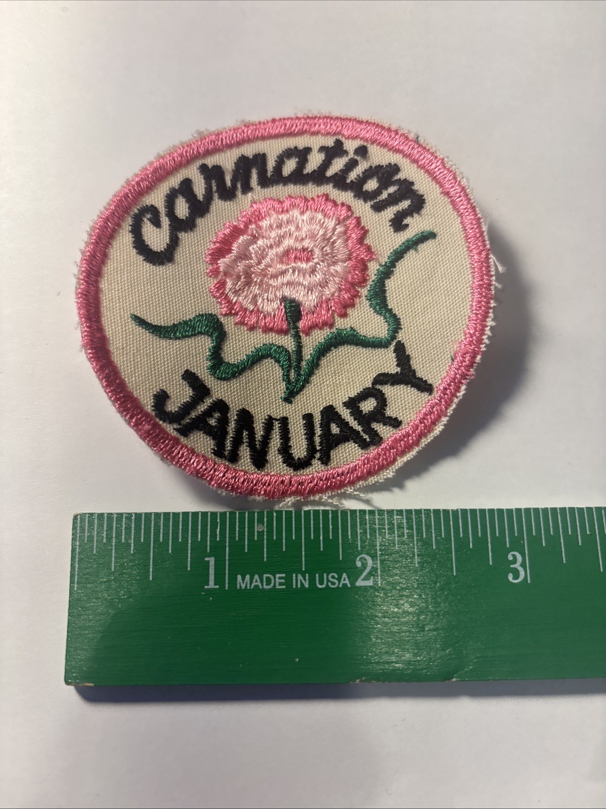 Vintage January Carnation Patch Embroidered Flower Of The Month Sew On Vintage January Carnation Patch Embroidered Flower Of The Month Sew On