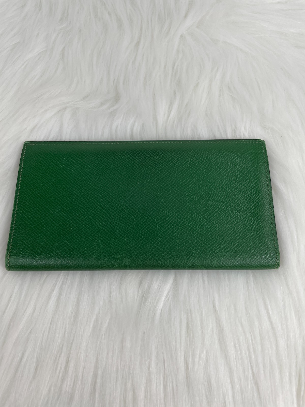 Hermes Citizen Twill  Long Wallet Green Leather Authen