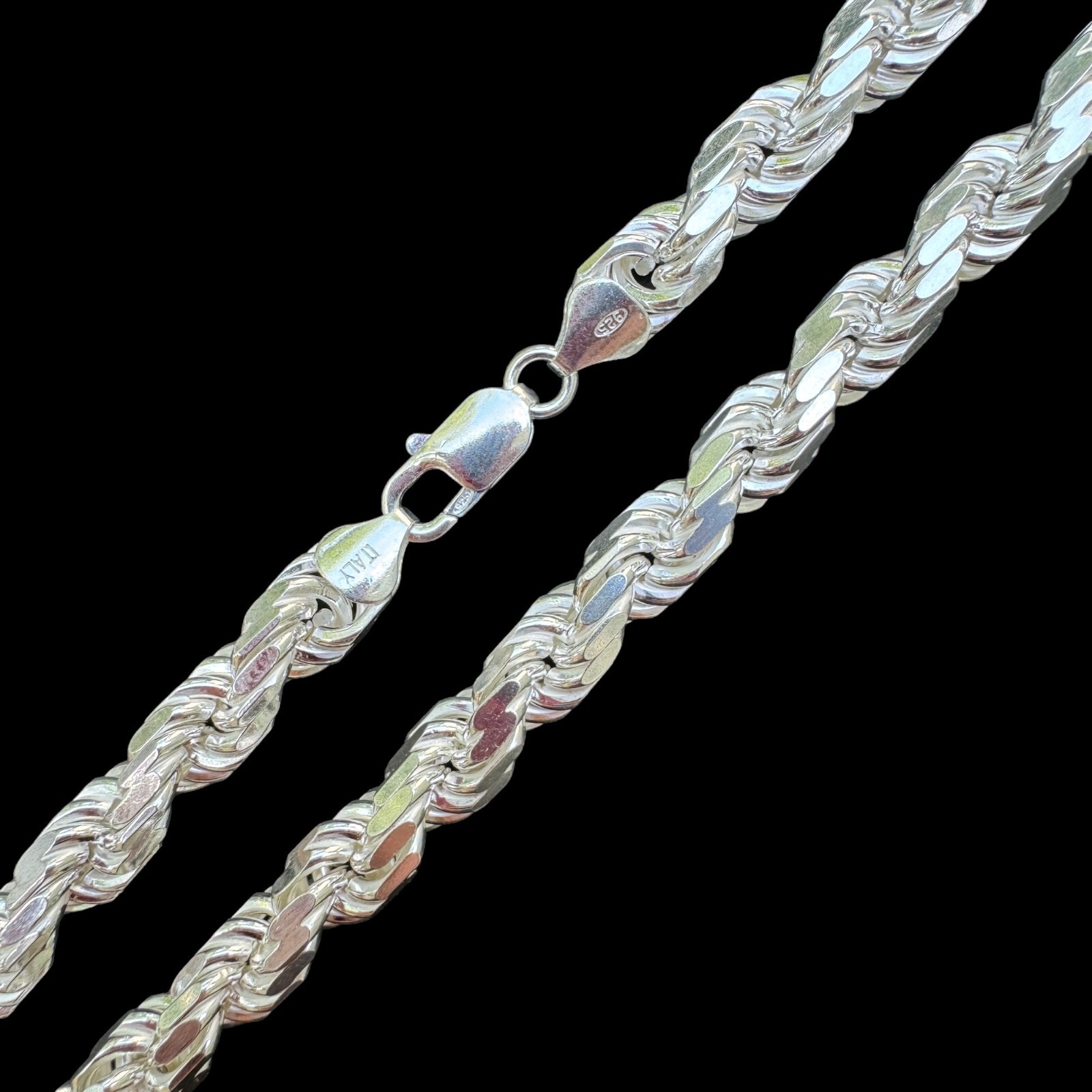 Heavy 8mm Men's Rope Chain Real Solid 925 Sterling Silver Necklace 18