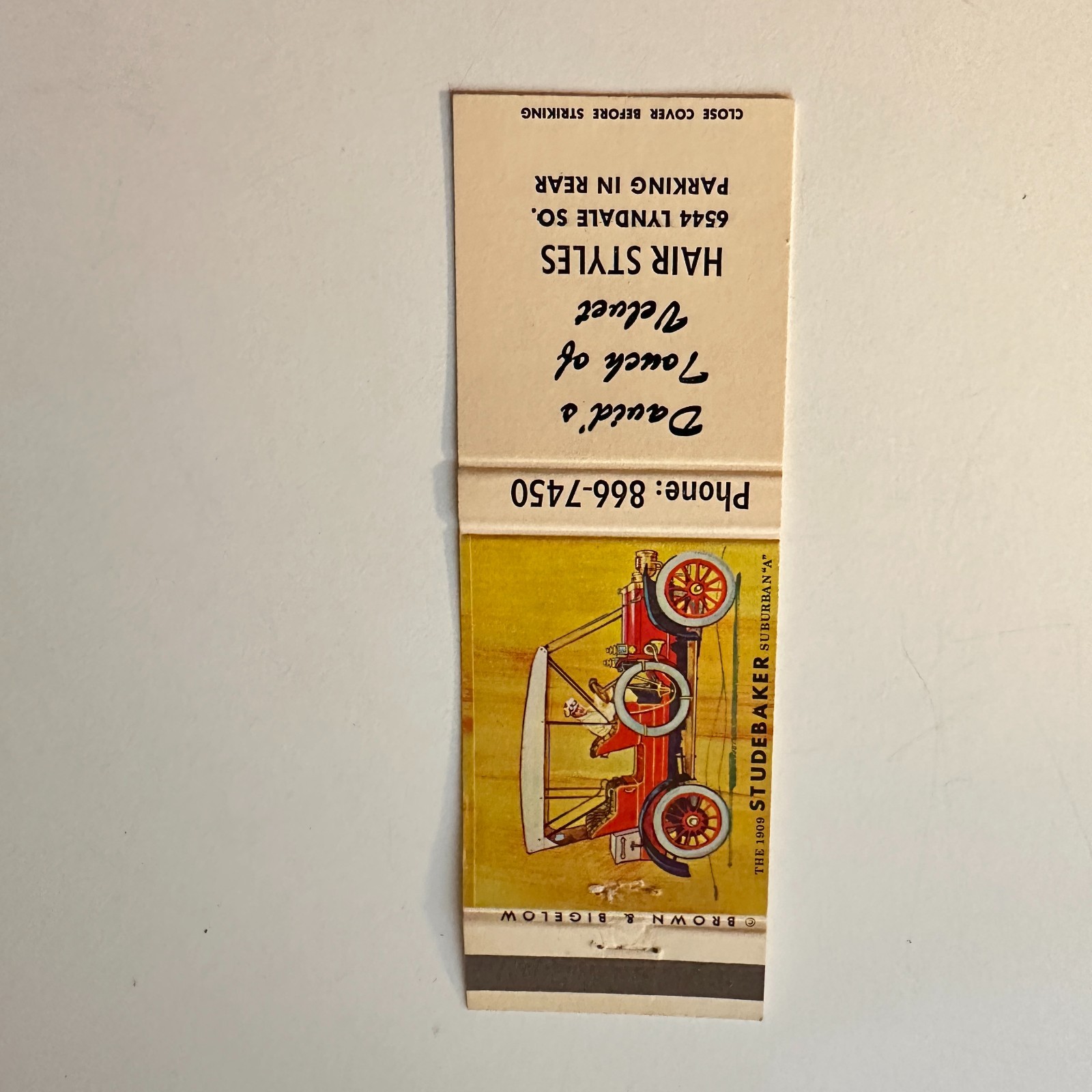 David's Touch of Velvet Hair Styles Vintage Matchbook Cover 5MB124-6 David's Touch of Velvet Hair Styles Vintage Matchbook Cover 5MB124-6