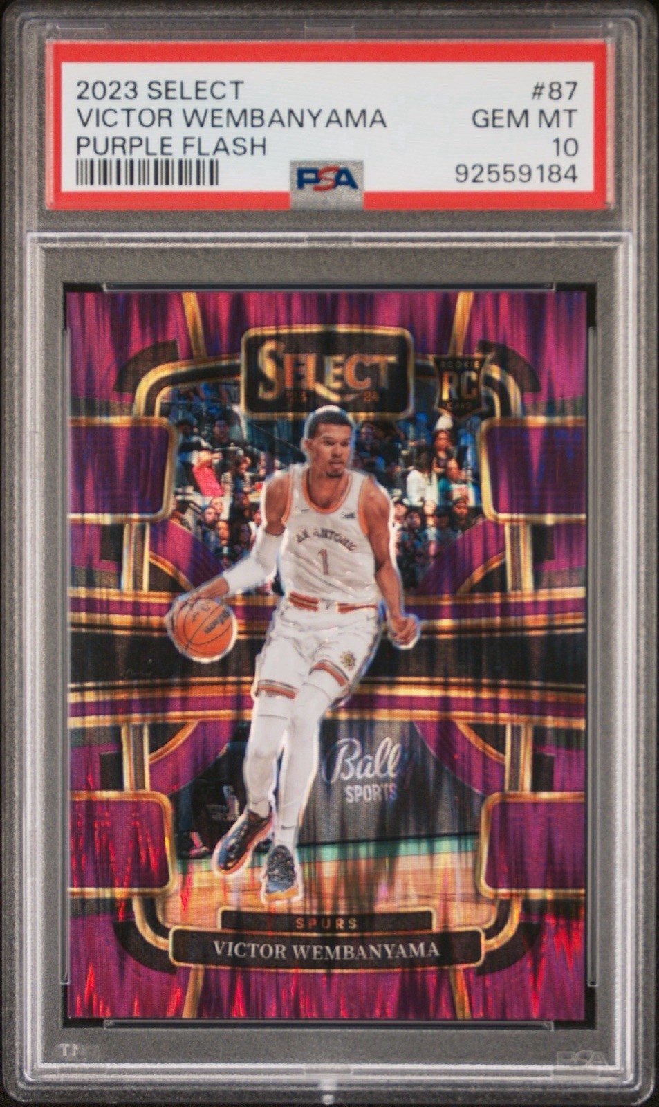 2023-24 Select Victor Wembanyama RC Purple Flash Prizm /175 PSA 10
