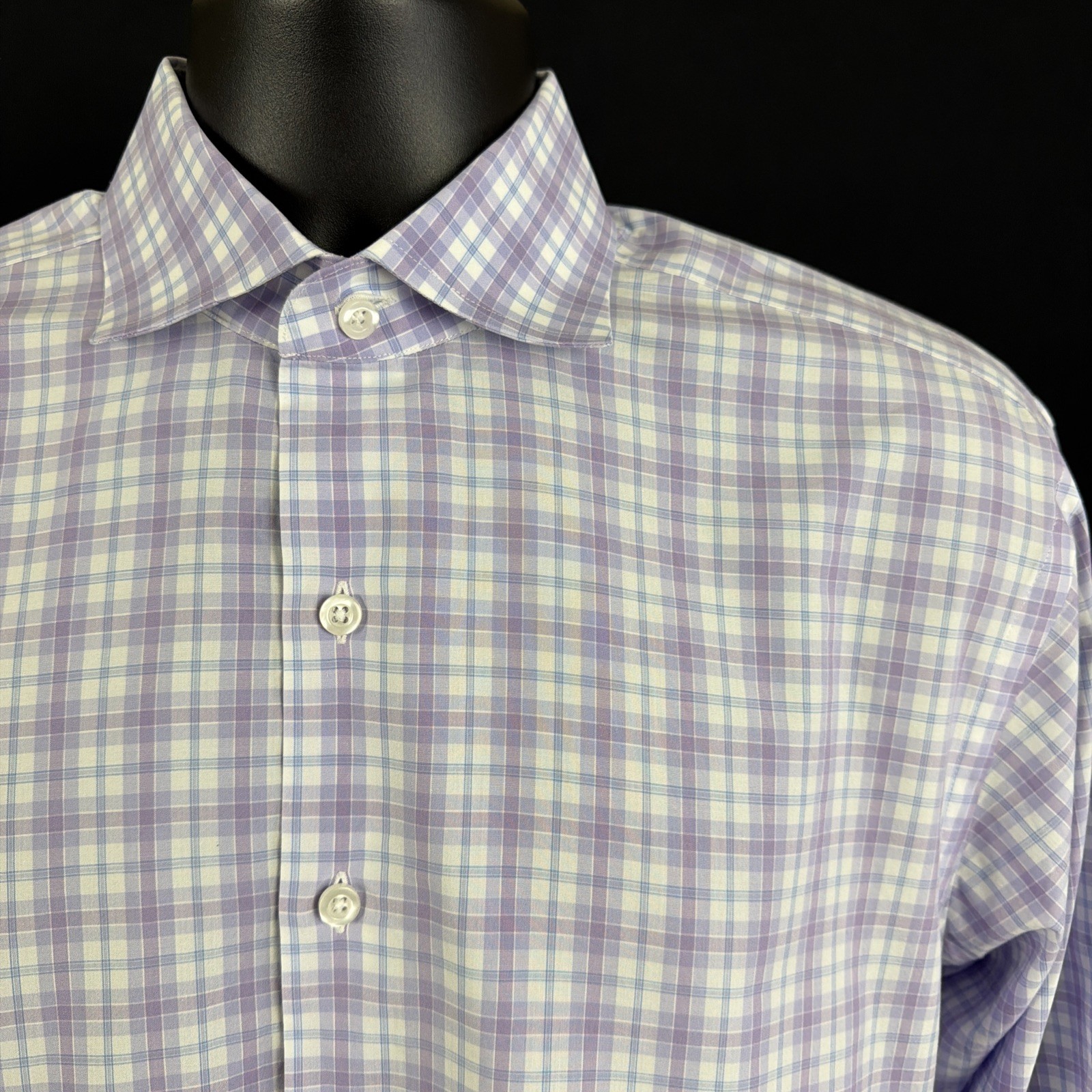 Proper Cloth The Sutton Check Dress Shirt Lavender & Blue Check 15.5x35 Proper Cloth The Sutton Check Dress Shirt Lavender & Blue Check 15.5x35