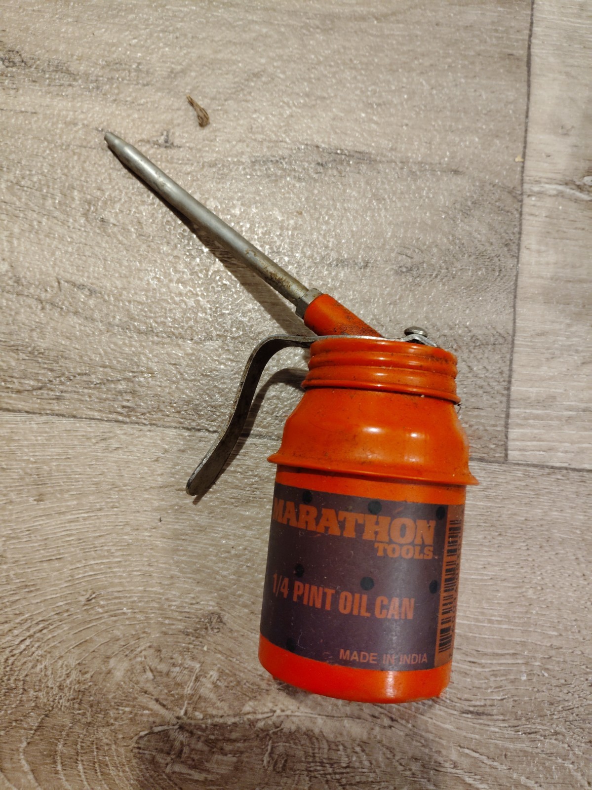 Vintage Marathon Tools 1/4 Pint Pump Oiler Can Red Metal Shop Hand Tool Working Vintage Marathon Tools 1/4 Pint Pump Oiler Can Red Metal Shop Hand Tool Working