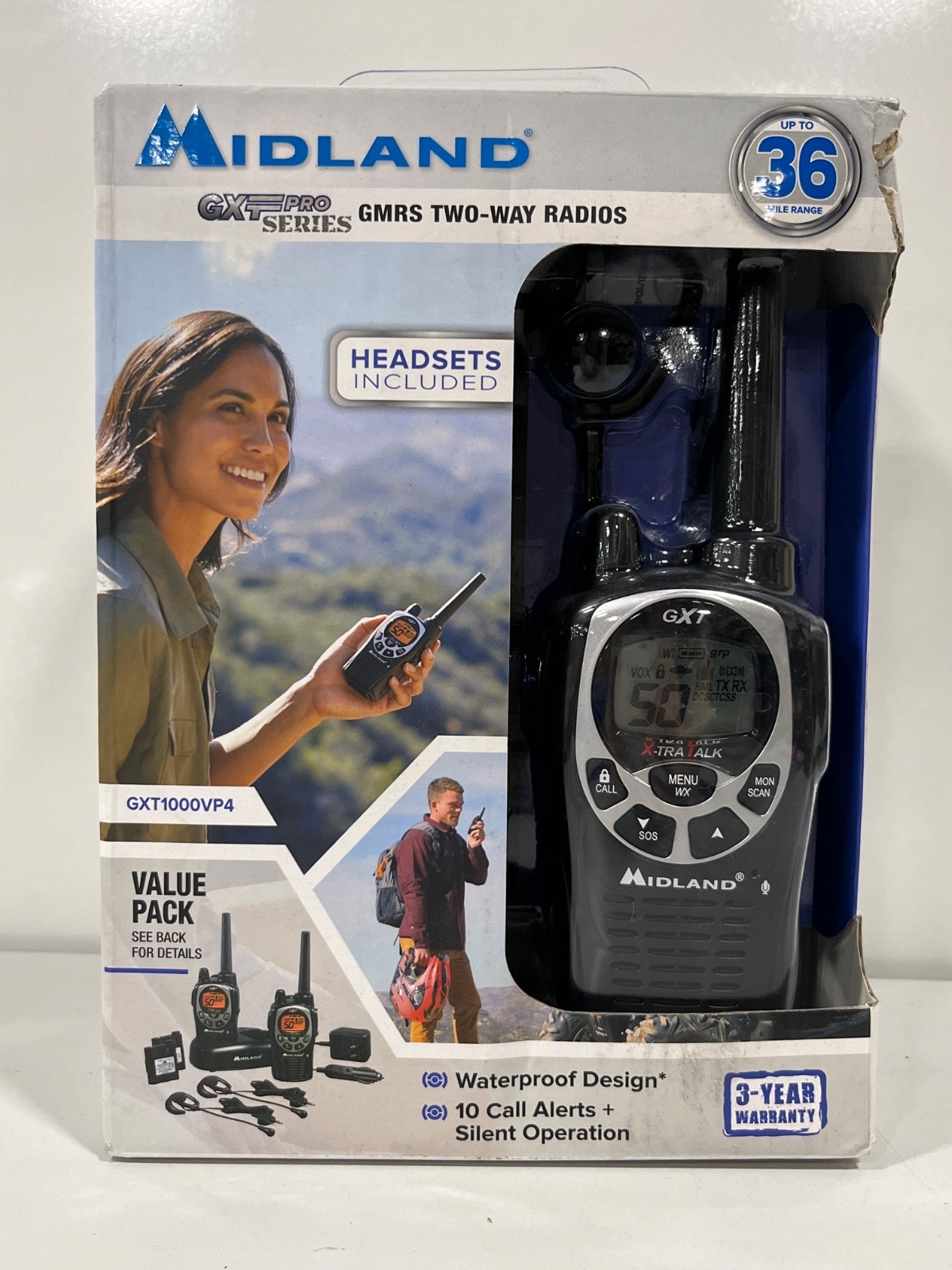 Midland GXT1000VP4 up to 36 Mile Two-way Radio NEW Midland GXT1000VP4 up to 36 Mile Two-way Radio NEW