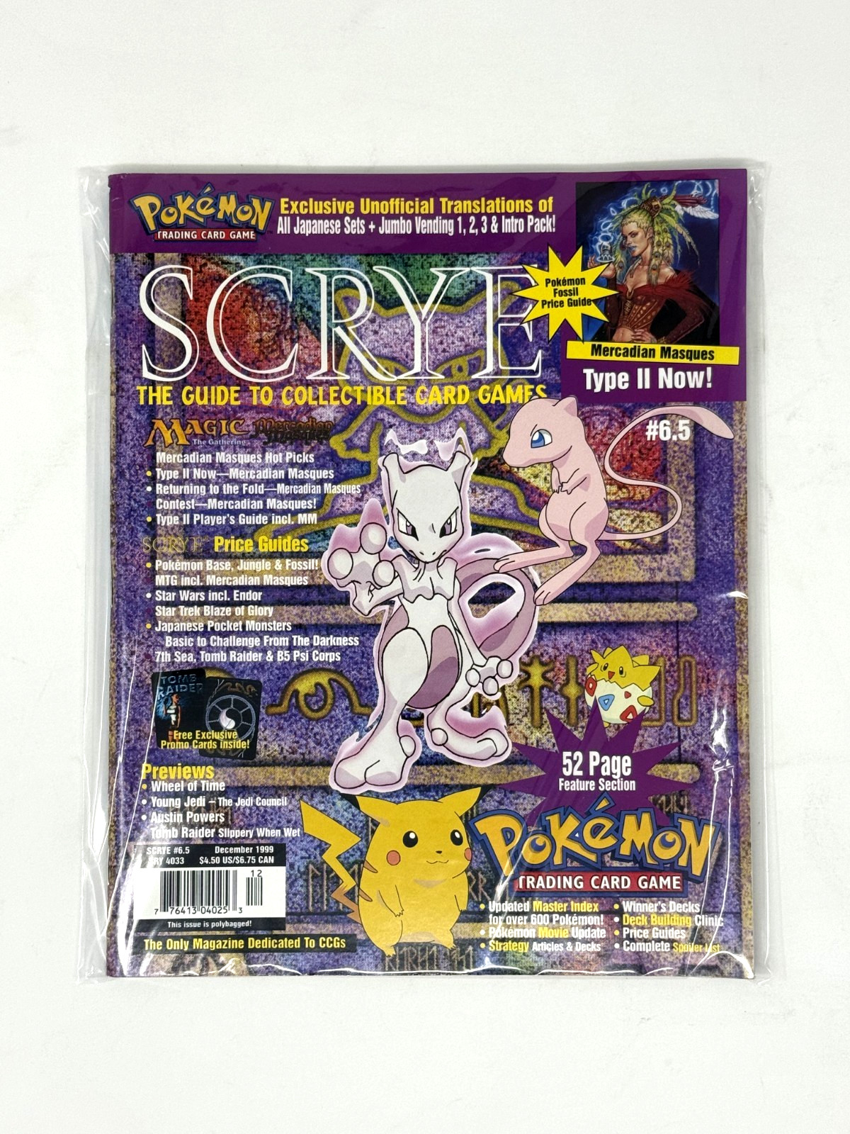Vintage 1999 Scrye Magazine #6.5 Pokémon Cover Unused Like New Unread Condition Vintage 1999 Scrye Magazine #6.5 Pokémon Cover Unused Like New Unread Condition