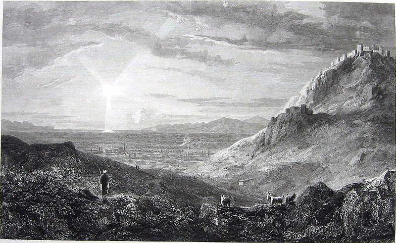 Greece, ARGOS CASTLE LARISSA HILL THEATER ~ 1829 Landscape Art Print Engraving