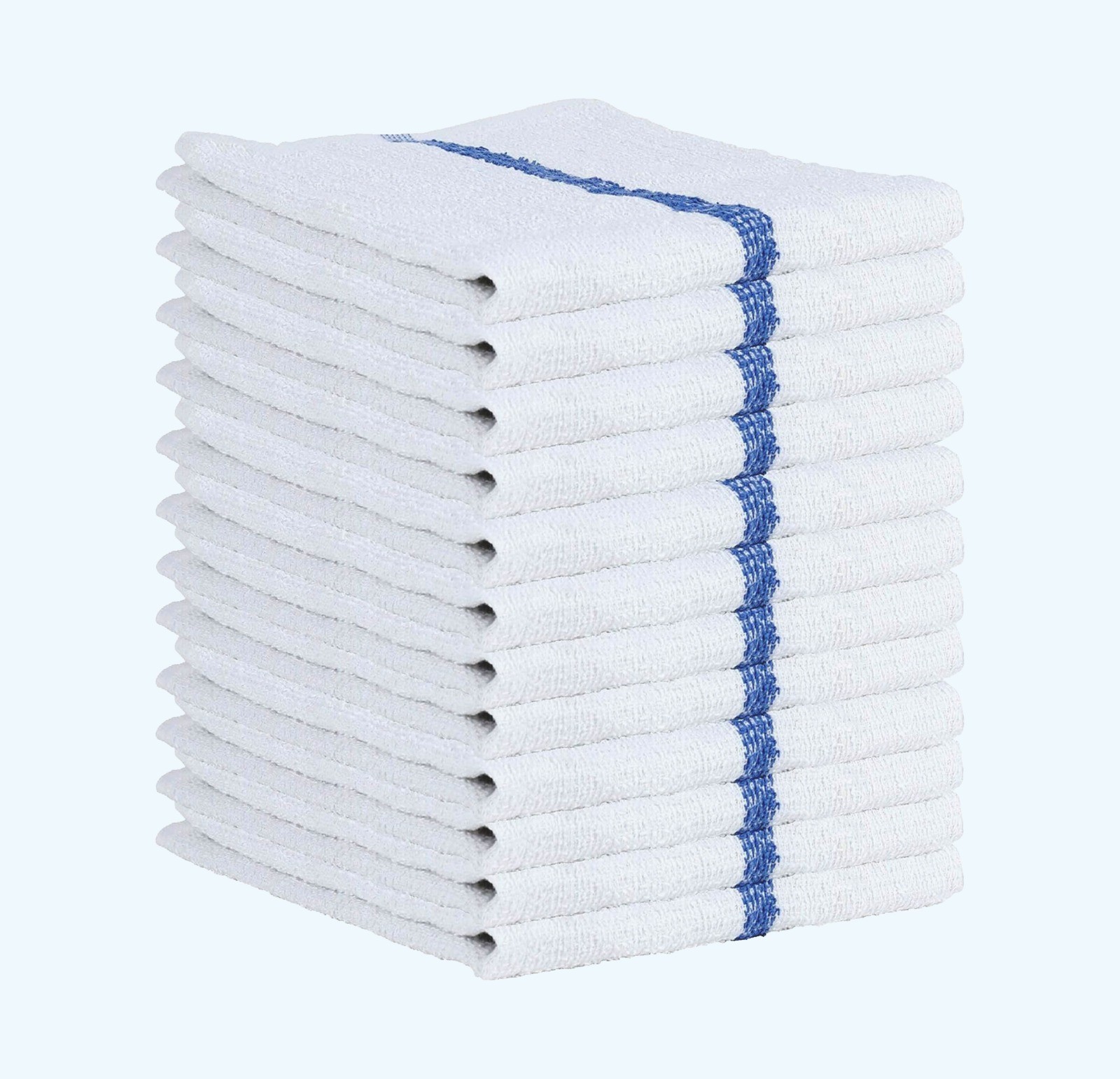 Bar Mop Towels 12 Pack Cotton 16x19 Kitchen Cleaning Blue Stripe
