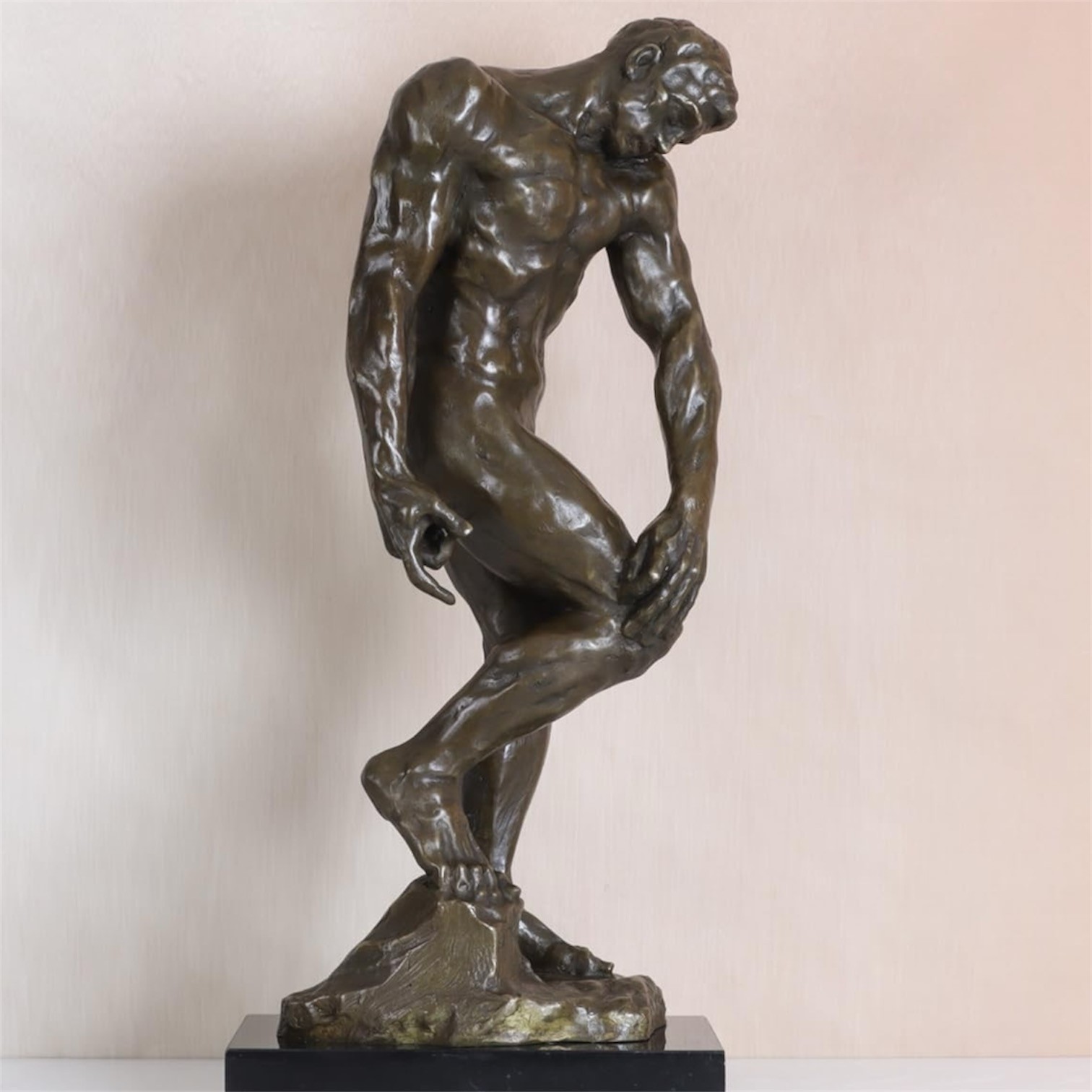 Adam Bronze Statue Auguste Rodin Sculpture Marble Vintage Man Decor Art Home