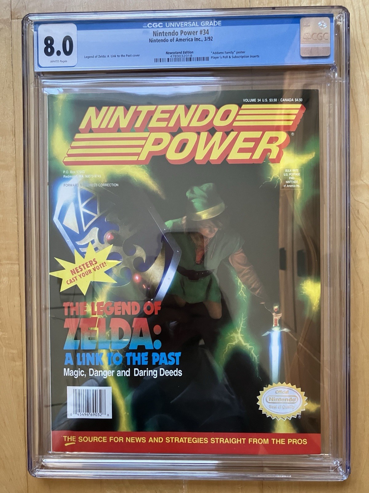 Nintendo Power #34 CGC 8.0 Zelda: Link to the Past Graded Slab 1992 Vintage Nintendo Power #34 CGC 8.0 Zelda: Link to the Past Graded Slab 1992 Vintage