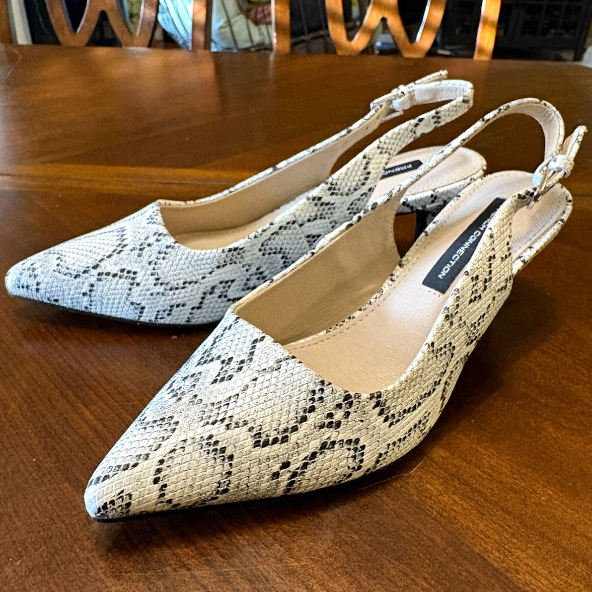 French Connection Women’s Snake Print Leather Slingback Heels 6.5 Ankle Strap French Connection Women’s Snake Print Leather Slingback Heels 6.5 Ankle Strap