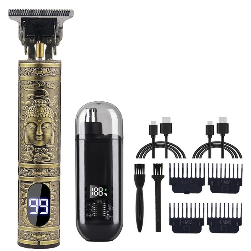 T9 Vintage Hair Clipper Beard Trimmer Rechargeable Grooming Kit with Nose Trimme T9 Vintage Hair Clipper Beard Trimmer Rechargeable Grooming Kit with Nose Trimme