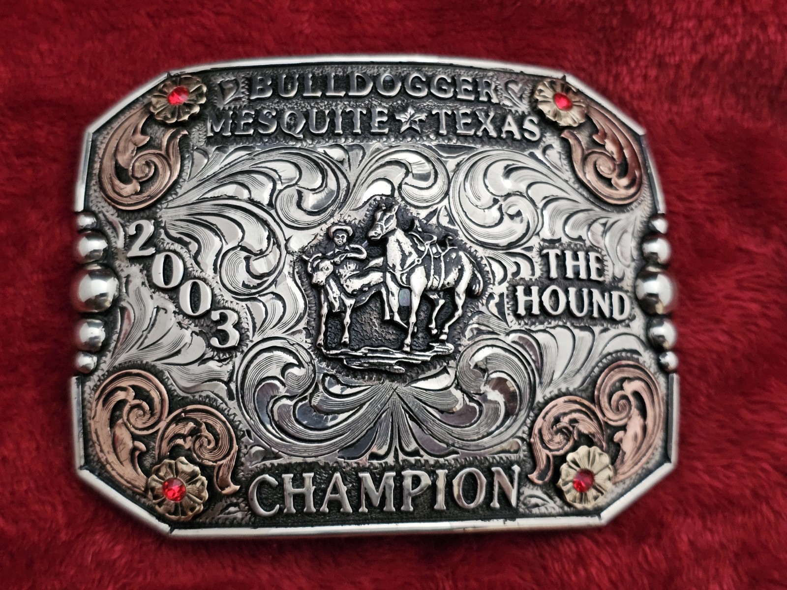 Bulldogging RODEO☆Mesquite Texas☆2003☆X~Treme☆CHAMPION TROPHY BUCKLE☆Rare☆T25
