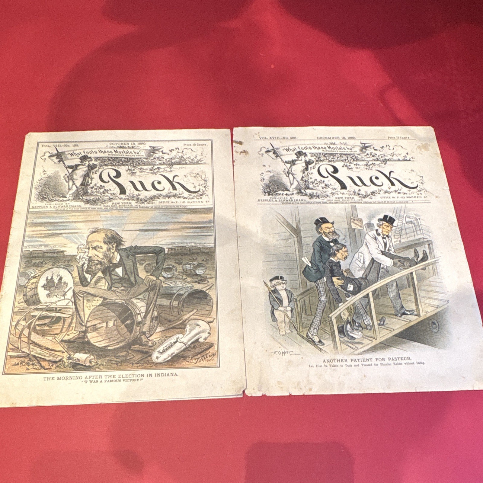 Two Cover Pages Of 1880’s Puck Magazine