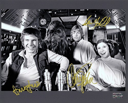 Carrie Fisher & Harrison Ford & Mark Hamill autographed 8x10 signed photo coa