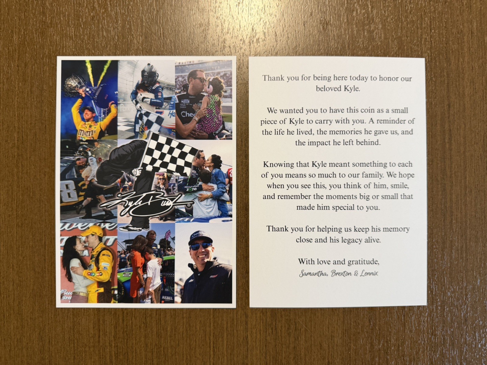 Kyle Busch NASCAR JGR RCR 2026 Celebration of Life Postcard Card Program NO COIN