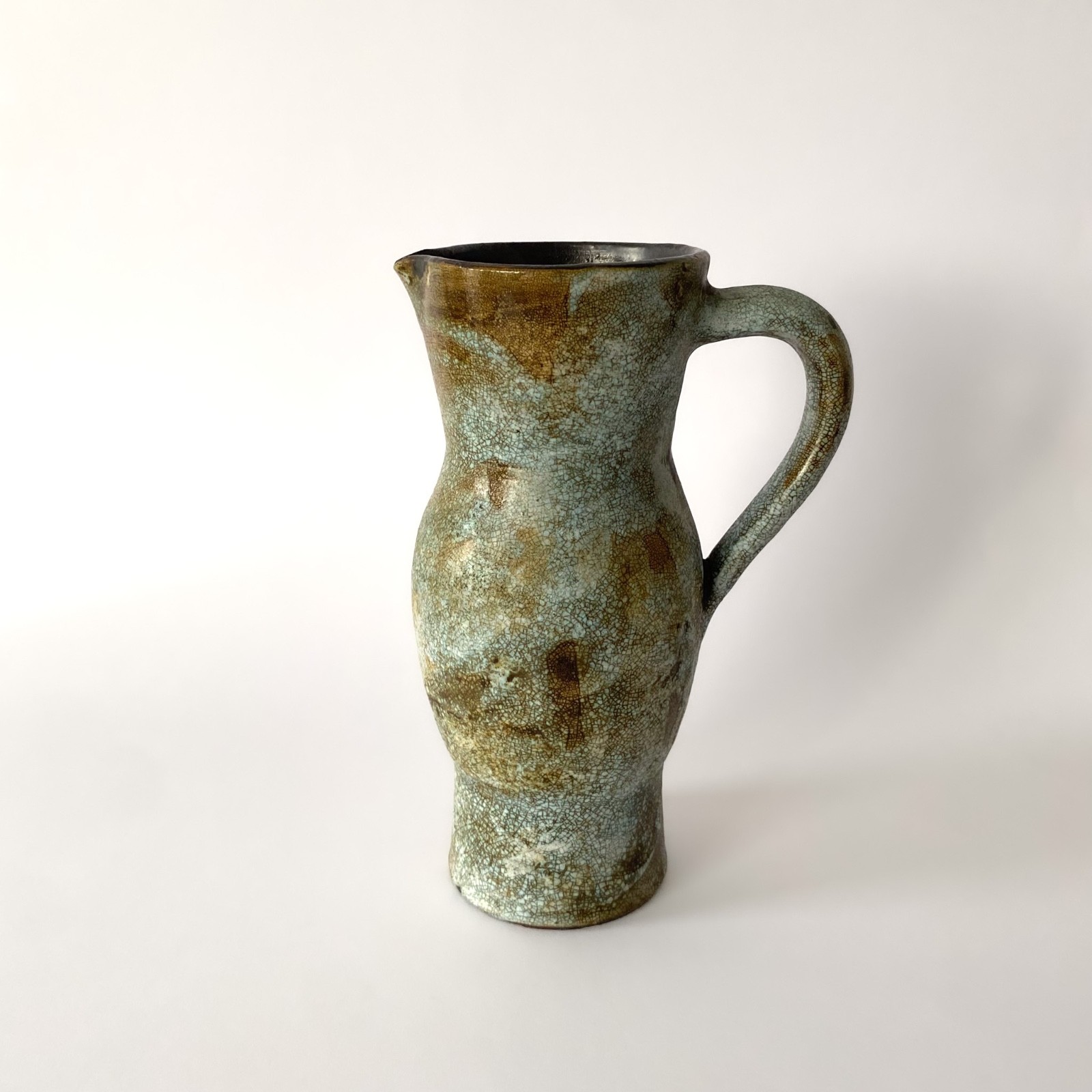 Crackled Glazed Ceramic Pitcher By Henry Simon - Vintage, 1960s