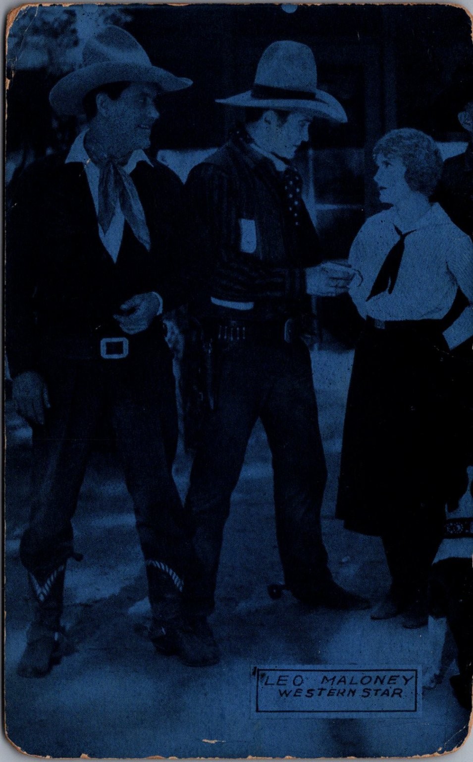 Leo Maloney Western Star Silent Film Cowboy Postcard Blue Tone