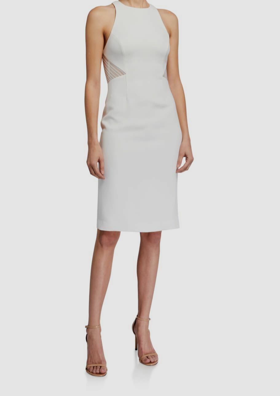 $425 Halston Heritage Women\'s White Embroider Back Zip Halter Sheath Dress Sz 2 $425 Halston Heritage Women\'s White Embroider Back Zip Halter Sheath Dress Sz 2