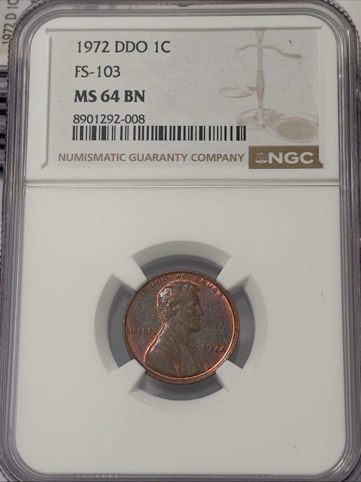 1972 DDO 1c FS-103 NGC MS 64 BN Lincoln Penny Coin 1972 DDO 1c FS-103 NGC MS 64 BN Lincoln Penny Coin