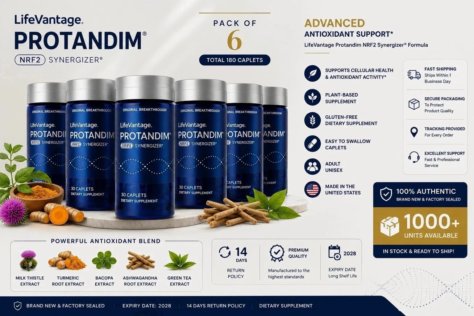 Life Vantage Protandim NRF2 Synergizer 180 Total Caplets 6 Bottles EXP-12-2028.. Life Vantage Protandim NRF2 Synergizer 180 Total Caplets 6 Bottles EXP-12-2028..