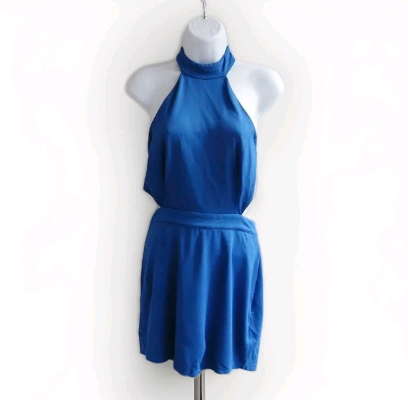 NBD Revolve Dress Womens Small Halter Cutout Blue Nite Out Dress NBD Revolve Dress Womens Small Halter Cutout Blue Nite Out Dress