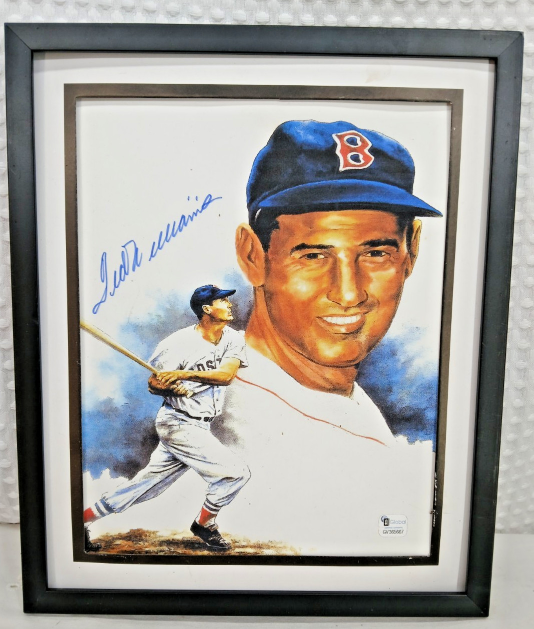 TED WILLIAMS SIGNED AUTO GV365667 GLOBAL COLORED PHOTO W/ 