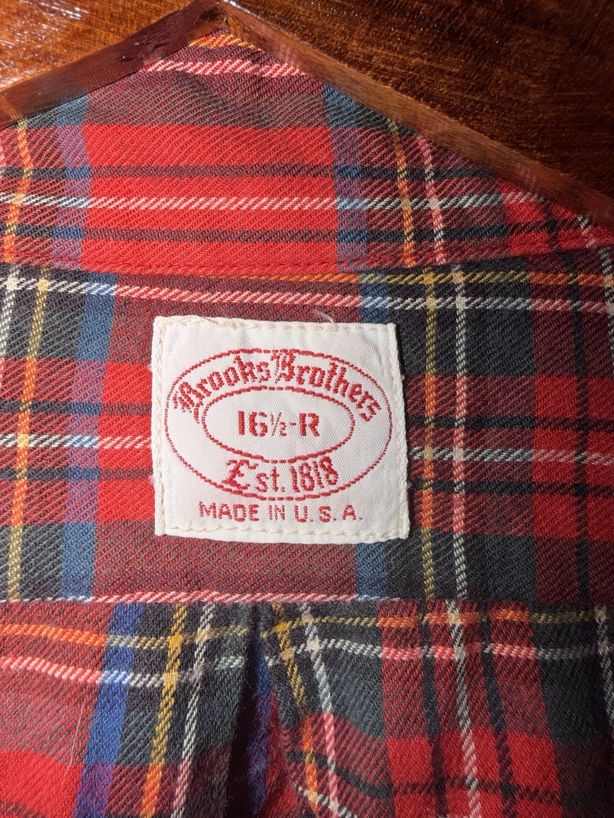 Vintage Brooks Brothers Shirt Mens Large 16.5 Red Plaid Tartan Cotton Wool USA Vintage Brooks Brothers Shirt Mens Large 16.5 Red Plaid Tartan Cotton Wool USA