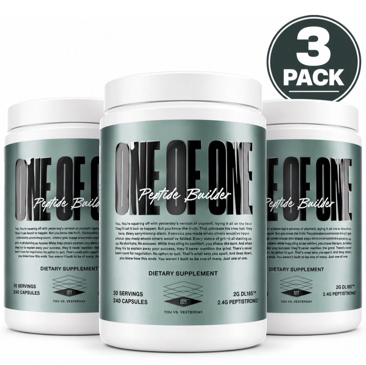 3 Bottles One Of One Peptide Builder With DL185 Peptistrong, 240 Capsules each