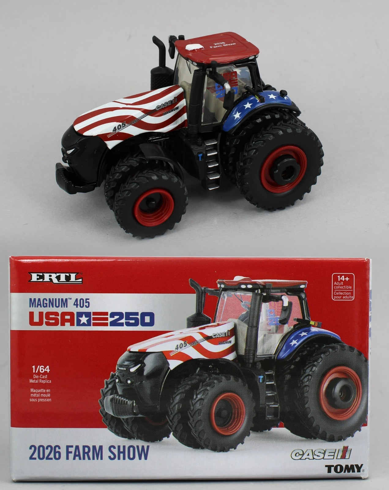 2026 ERTL 1:64 CASE IH Magnum 405 *USA 250* Farm Show Edition NIB 2026 ERTL 1:64 CASE IH Magnum 405 *USA 250* Farm Show Edition NIB